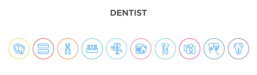Fototapeta premium dentist concept 10 outline colorful icons