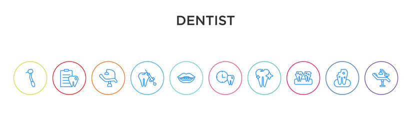dentist concept 10 outline colorful icons
