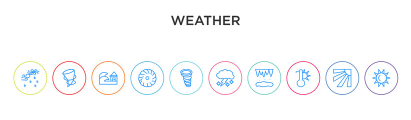 weather concept 10 outline colorful icons