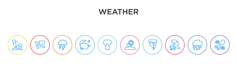 weather concept 10 outline colorful icons