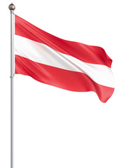 Austria flag blowing in the wind. Isolated on white. Background texture. Vienna, Austria. 3d rendering, wave. - Illustration