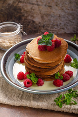 Pancakes with vanilla sauce