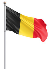 Belgium flag blowing in the wind. Background texture. Brussels, Belgium. 3d rendering, wave. – Illustration .Isolated on white; 