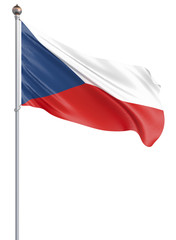 Czech Republic flag blowing in the wind. Background texture. 3d rendering, wave. – Illustration. Isolated on white.