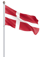 Denmark flag blowing in the wind. Background texture. 3d illistration.
