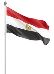 Egypt flag blowing in the wind. Background texture. 3d rendering, waving flag. – Illustration, isolated on white.