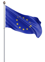 Waving European Union flag , EU flag in 3D Illustration.