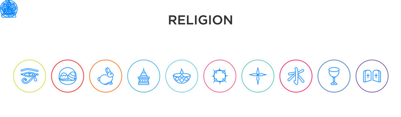 religion concept 10 outline colorful icons