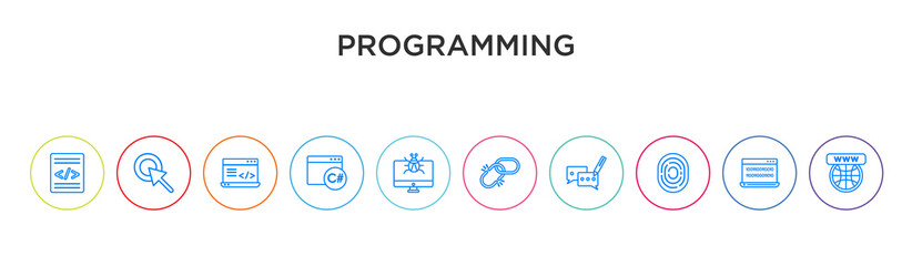 programming concept 10 outline colorful icons