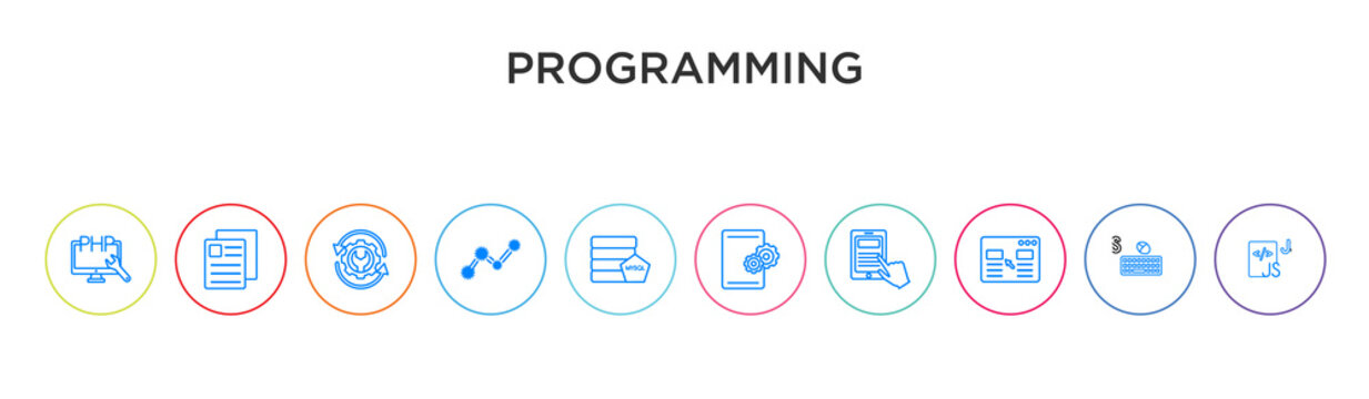 programming concept 10 outline colorful icons