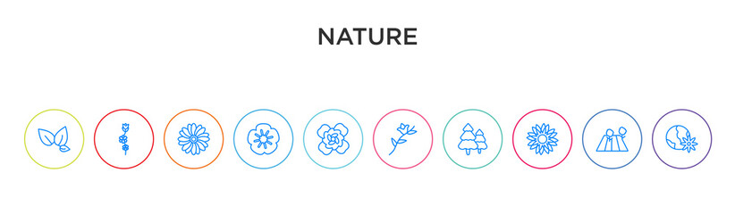 nature concept 10 outline colorful icons