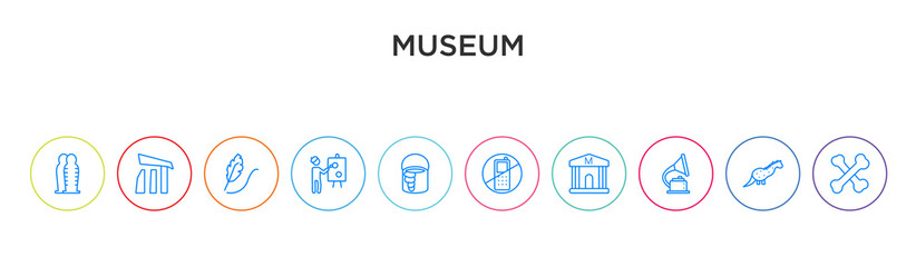 museum concept 10 outline colorful icons © CoolVectorStock