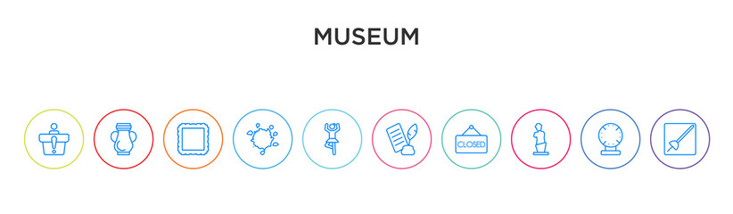 museum concept 10 outline colorful icons