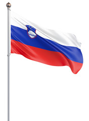 Slovenia flag blowing in the wind. Background texture. 3d rendering, wave. Isolated on white. Illustration.