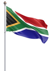 Flag of South Africa blowing in the wind. Background texture. 3d rendering; waving flag. – Illustration.