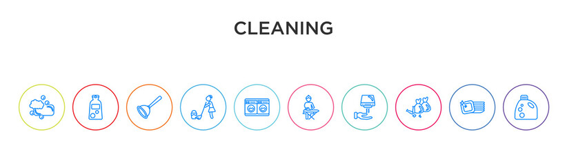 cleaning concept 10 outline colorful icons