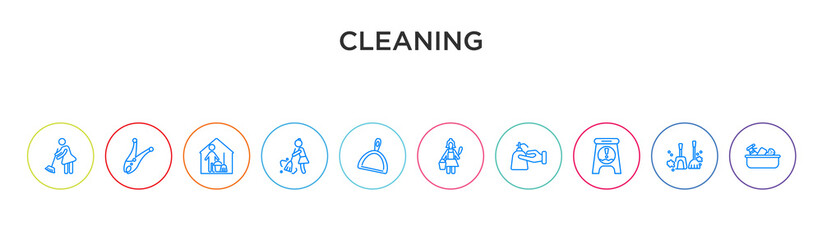 cleaning concept 10 outline colorful icons