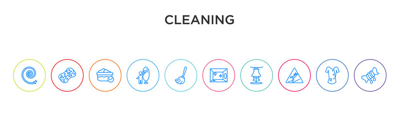 cleaning concept 10 outline colorful icons