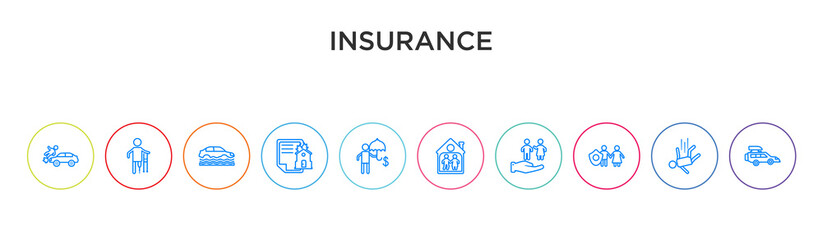 insurance concept 10 outline colorful icons