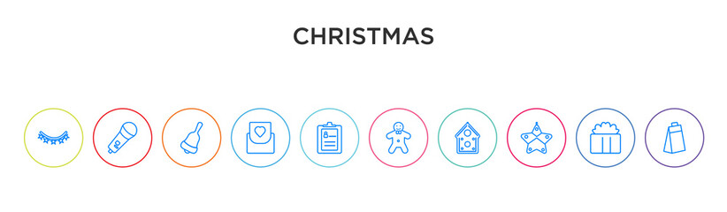 christmas concept 10 outline colorful icons