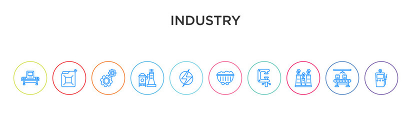 industry concept 10 outline colorful icons