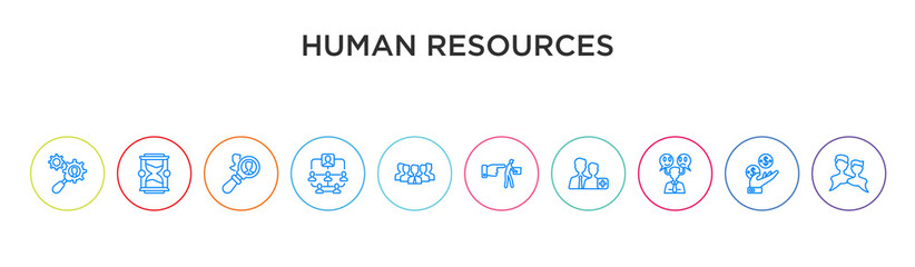 human resources concept 10 outline colorful icons