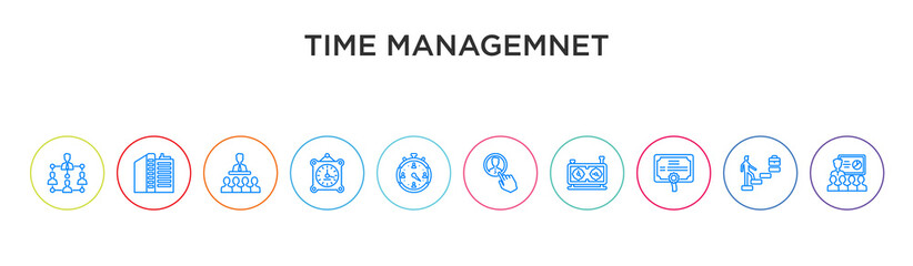 time managemnet concept 10 outline colorful icons