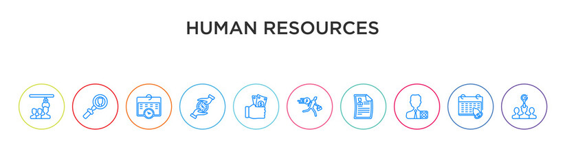 human resources concept 10 outline colorful icons