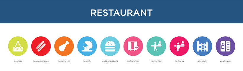 restaurant concept 10 colorful icons