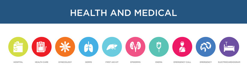 health and medical concept 10 colorful icons