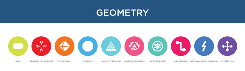 Fototapeta na wymiar geometry concept 10 colorful icons