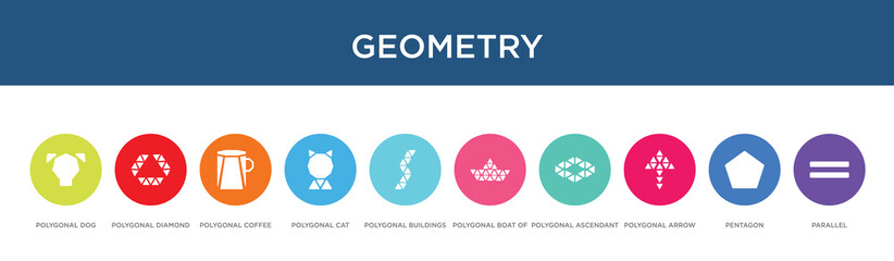 geometry concept 10 colorful icons