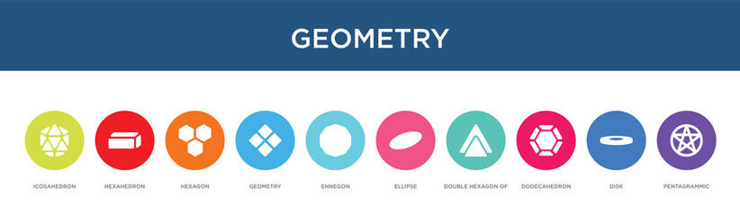 geometry concept 10 colorful icons