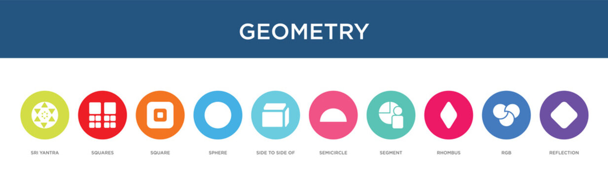geometry concept 10 colorful icons
