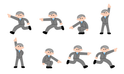 指差す中高年サラリーマン（デフォルメカラー）