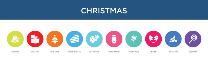 christmas concept 10 colorful icons