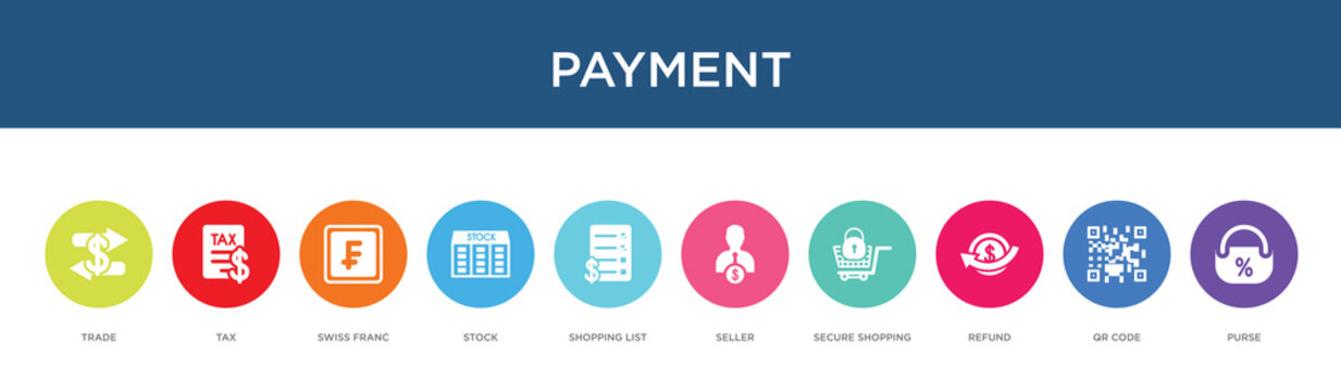 payment concept 10 colorful icons