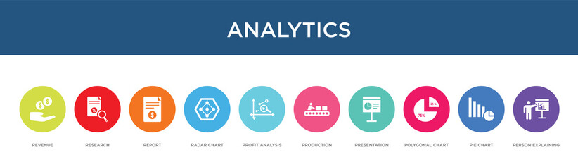 Obraz premium analytics concept 10 colorful icons