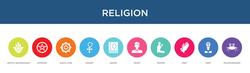 religion concept 10 colorful icons