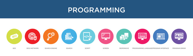 programming concept 10 colorful icons