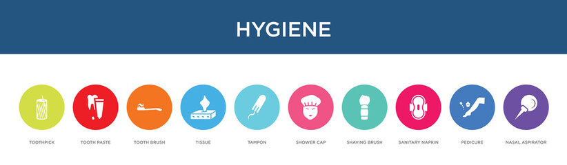Fototapeta premium hygiene concept 10 colorful icons