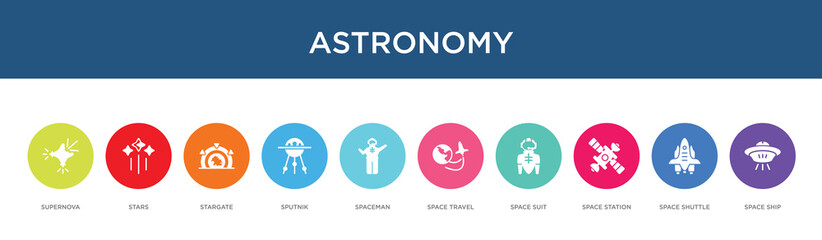 astronomy concept 10 colorful icons