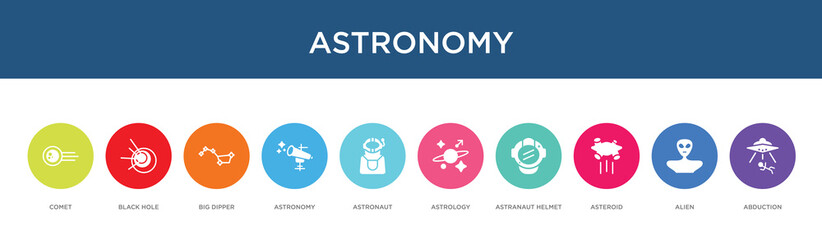 astronomy concept 10 colorful icons