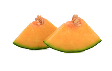 Sliced cantaloupe melon isolated on white background