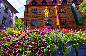 Fototapeta na wymiar vibrant, colorful downtown landscapes of Ansbach