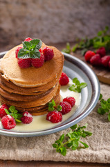 Pancakes with vanilla sauce
