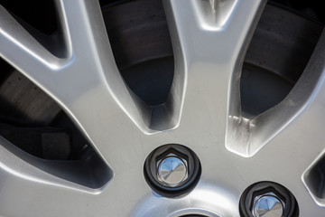 disc brake of beautiful car closeup