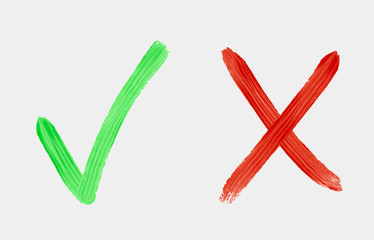 Hand drawn check mark button vector. Check box icon vector.wrong right yes no icon