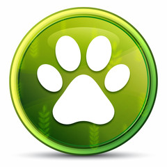 Animal paw print icon spring bright natural green round button illustration