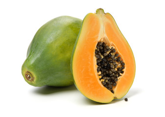 Papaya fruit isolated on a white background
